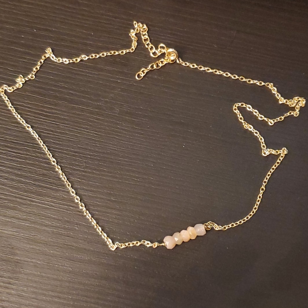 Kris Nations Pink Mystic Bar 18 K Gold Necklace - Picture 7 of 8